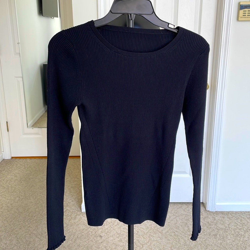 J.  Crew black crew neck sweater with sleeve and front detail